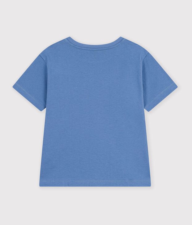 Kurz&auml;rmeliges Kinder-T-Shirt mit Motiv blau
