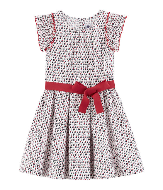 Kinder-Kleid Mädchen weiss MARSHMALLOW/weiss MULTICO