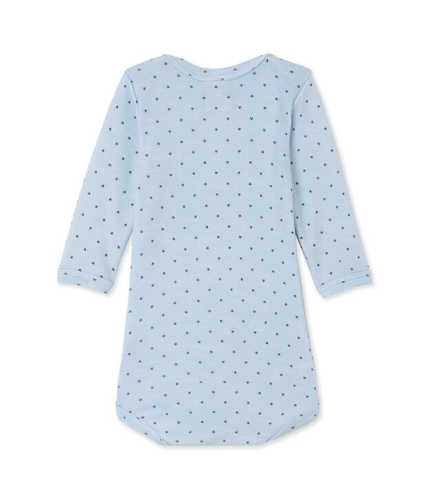 Lang&auml;rmeliger Baby-Jungen-Body aus Wolle/Baumwolle blau/grau