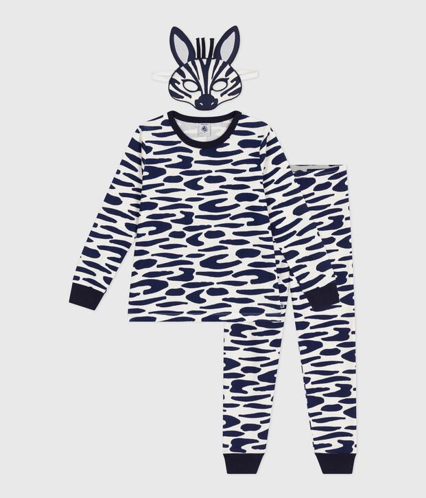 Kinder-Pyjama zum Verkleiden aus Baumwolle mit Zebra-Motiv blau/blau