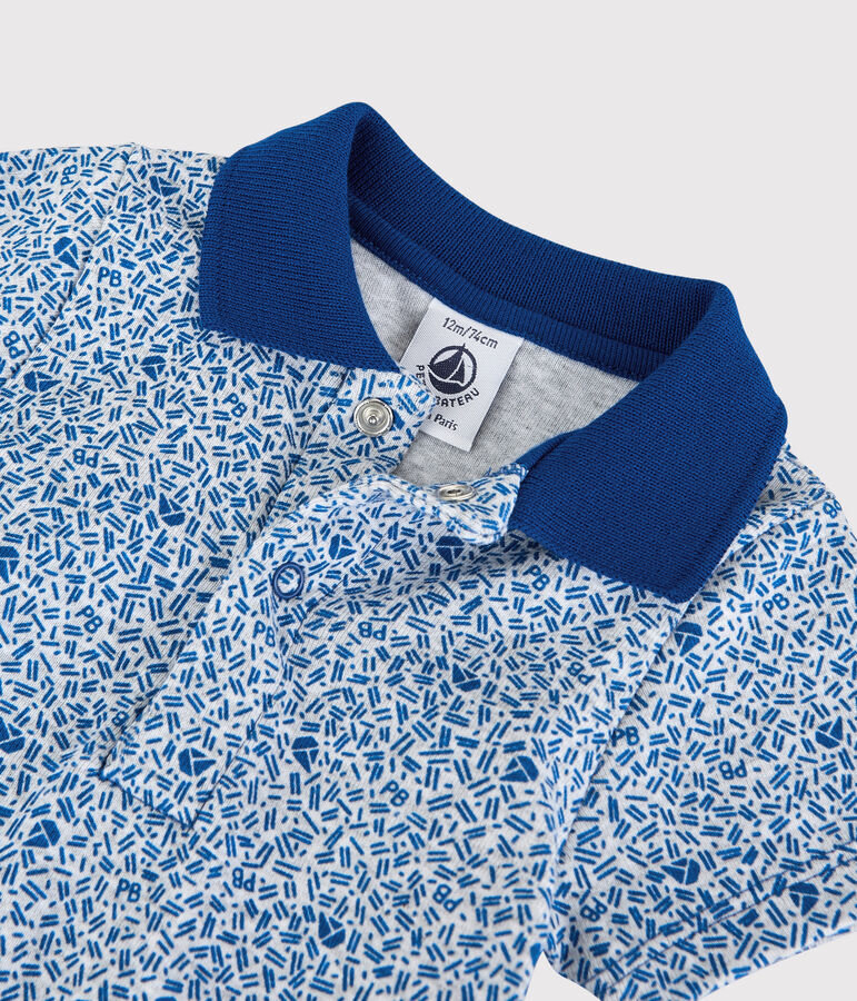 Baby-Body mit Polo-Kragen aus Baumwolle f&uuml;r Jungen grau/blau