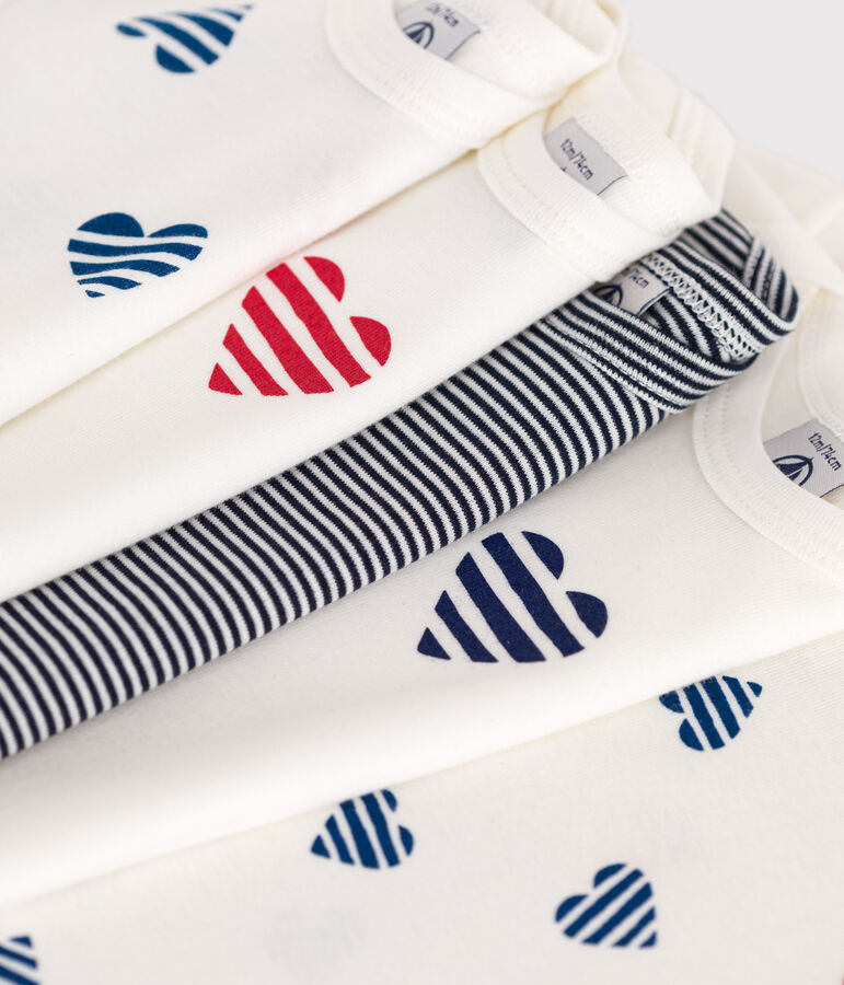 5er-Set kurz&auml;rmelige Baby-Bodys aus Baumwolle mit gestreiftem Herz-Motiv vielfarbig