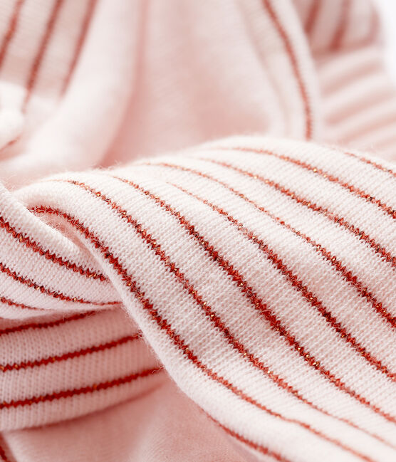 Gestreiftes Baby-Haarband aus doppelt gewirkter Baumwolle Mädchen rosa FLEUR/rosa COPPER