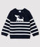 Gestreifter Baby-Pullover mit Muster für Jungen blau SMOKING/weiss MARSHMALLOW