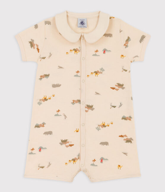 Baby-Kurzoverall aus Baumwolle mit Palmenmotiv weiss AVALANCHE/ MULTICO