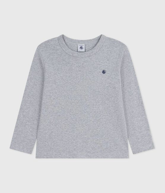 Langärmeliges Kinder-T-Shirt aus einfarbiger Baumwolle grau FUMEE CHINE
