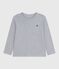 Langärmeliges Kinder-T-Shirt aus einfarbiger Baumwolle grau FUMEE CHINE