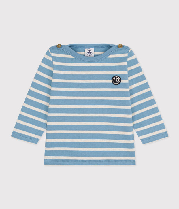 Baby-Streifenshirt aus dickem Jersey blau/beige