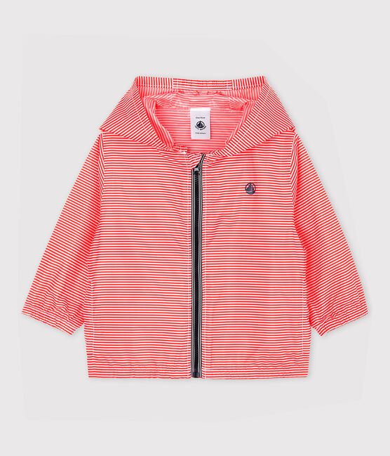 Baby-Windjacke aus recyceltem Polyamid Mädchen/Jungen rosa GROSEILLER/weiss MARSHMALLOW