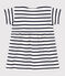 Kurzärmeliges Babykleid aus gestreiftem dichtem Jersey weiss MARSHMALLOW/blau SMOKING