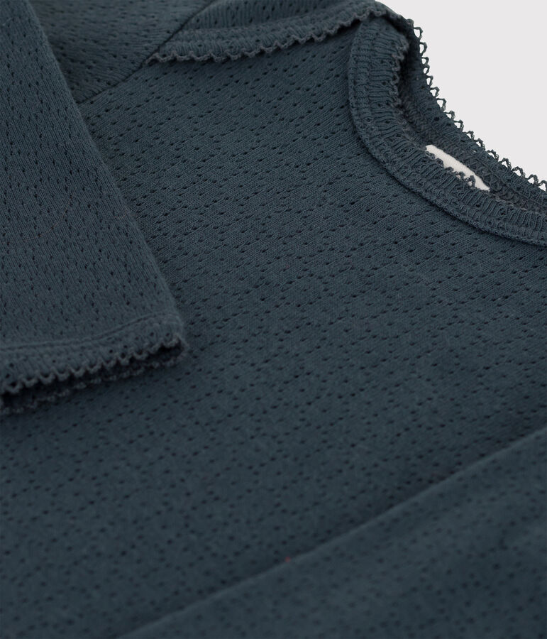 Lang&auml;rmeliger Baby-Body aus Ajour-Strick grau