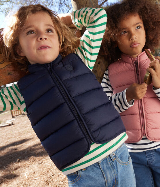 Kinder-Steppweste aus gestepptem Doppeljersey blau SMOKING