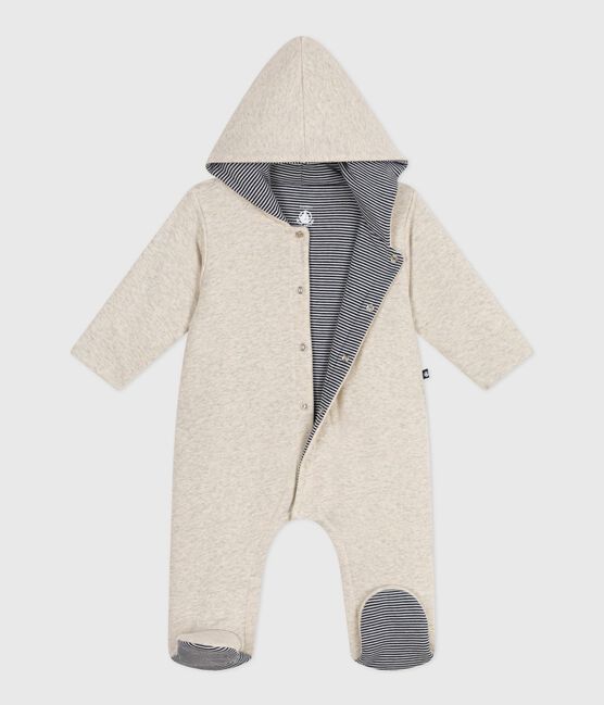 Wattierter Baby-Overall mit Kapuze und Füßchen, einfarbig beige MONTELIMAR CHINE