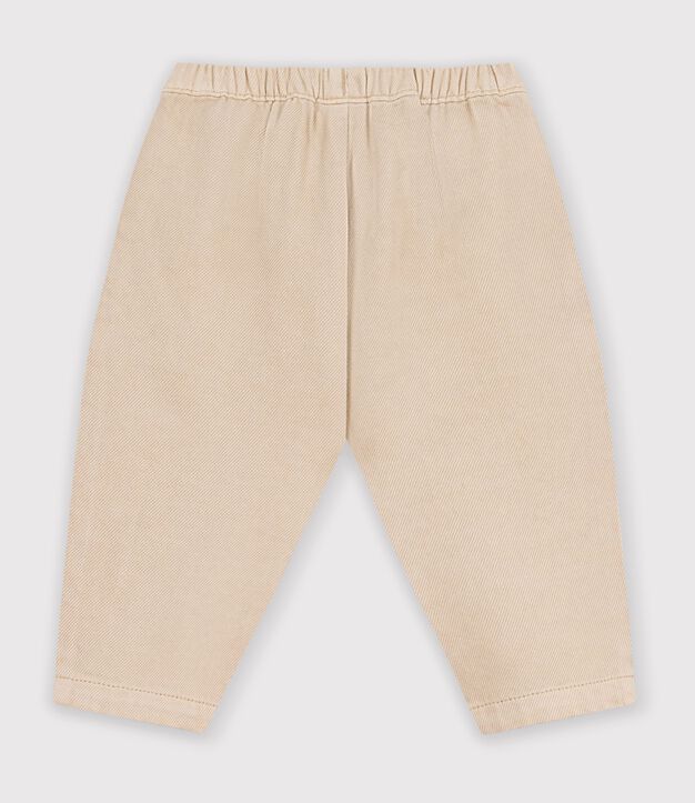 Baby-Hose aus einfarbiger Baumwolle mit Aufn&auml;her im Cargo-Stil beige
