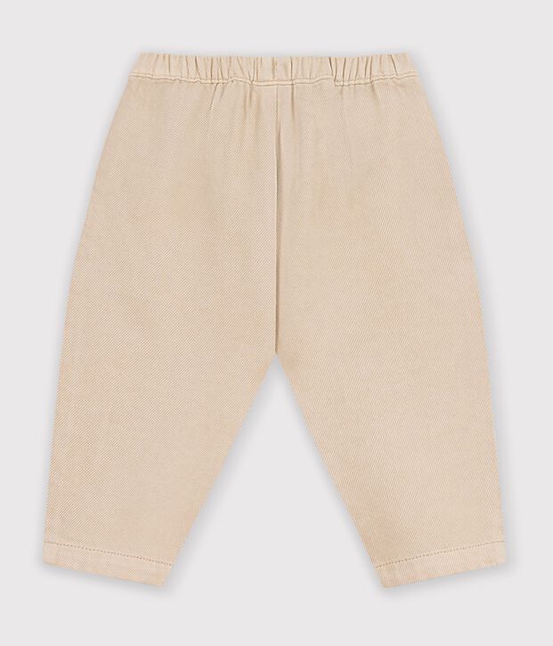 Baby-Hose aus einfarbiger Baumwolle mit Aufn&auml;her im Cargo-Stil beige