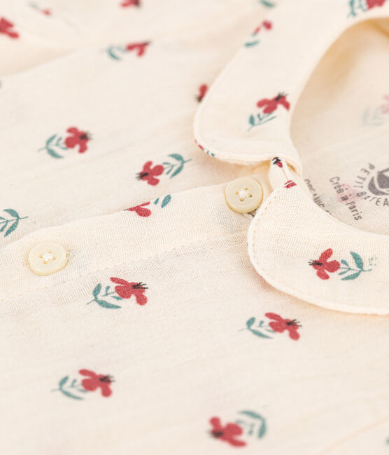 Bedruckter Baby-Overall aus Baumwollgaze weiss AVALANCHE/ MULTICO