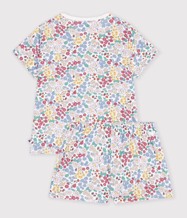 Kinder-Kurzpyjama aus Baumwolle mit Blumenmotiv weiss/vielfarbig