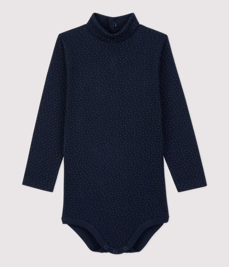 Baby-Body aus Baumwolle. blau/weiss