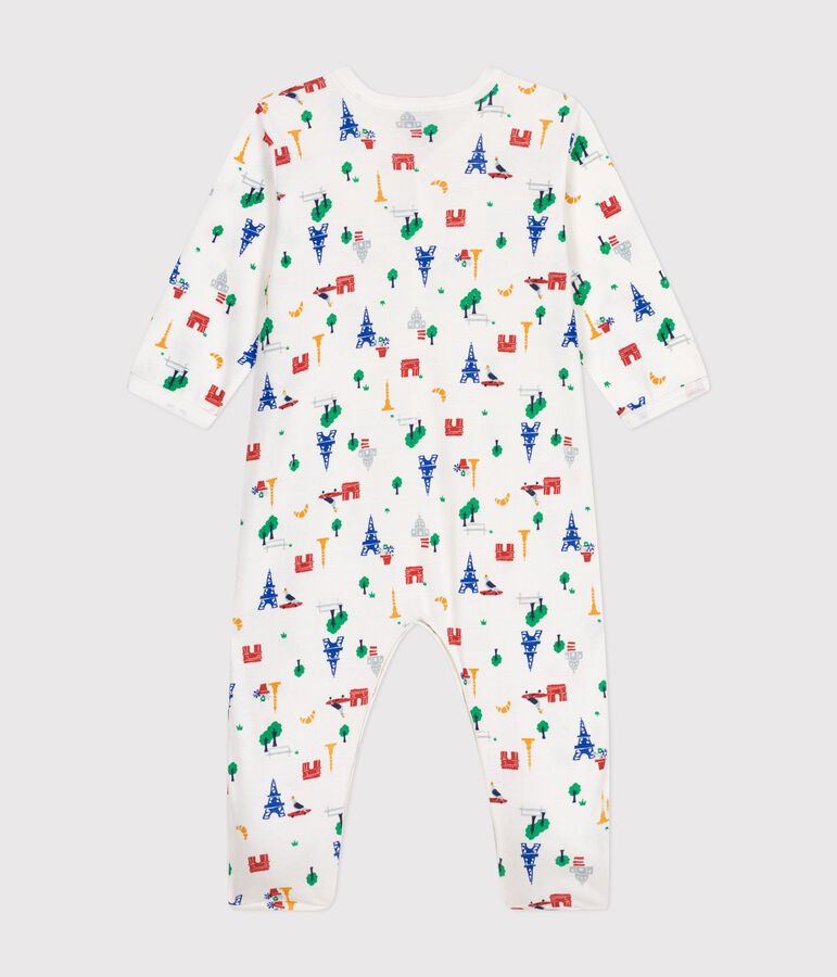 Baby-Pyjama aus Baumwolle mit Paris-Printmotiv weiss/vielfarbig
