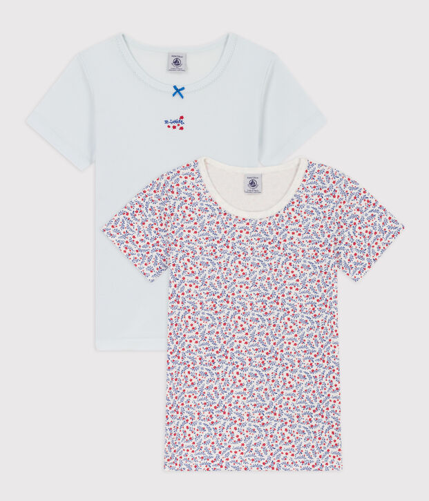 2er-Set gebl&uuml;men kurz&auml;rmeligen T-Shirts aus Baumwolle f&uuml;r M&auml;dchen vielfarbig