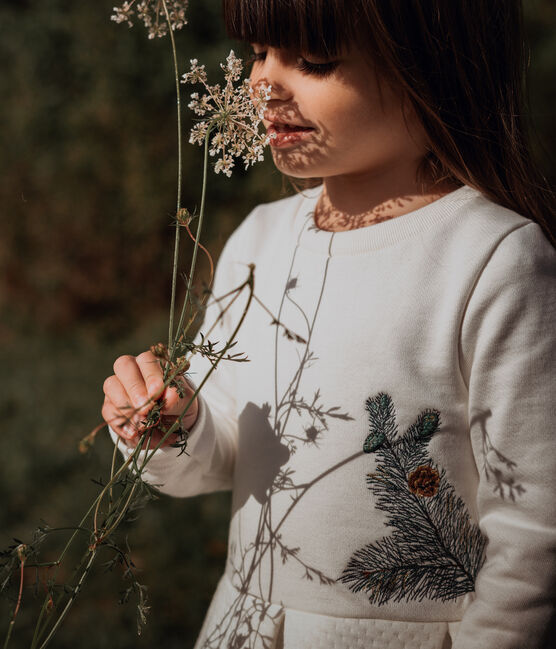Baby-Kleid für Mädchen Petit Bateau x Deyrolle weiss MARSHMALLOW