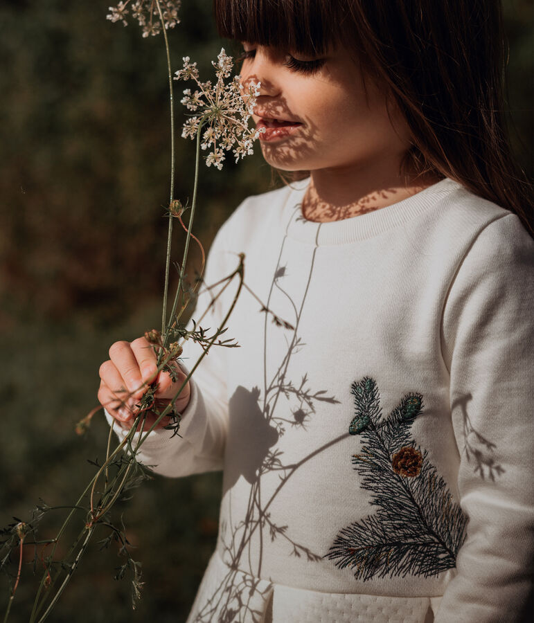 Baby-Kleid f&uuml;r M&auml;dchen Petit Bateau x Deyrolle weiss MARSHMALLOW