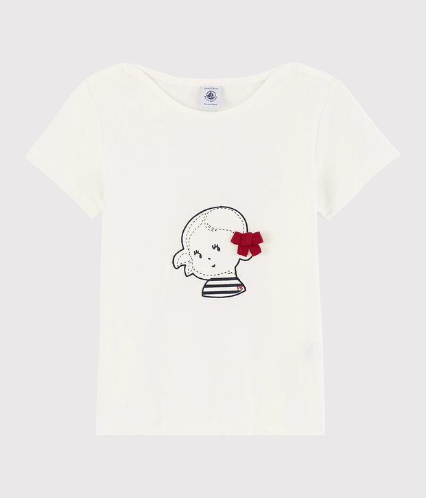 Kurz&auml;rmliges Kinder-T-Shirt aus Baumwolle f&uuml;r M&auml;dchen weiss