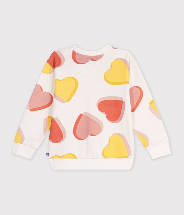 Kinder-Sweatshirt aus Baumwolle mit Herzmotiv weiss/vielfarbig
