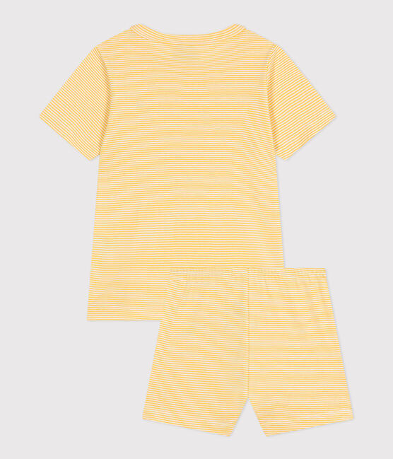 Kinder-Kurzpyjama aus Baumwolle mit Streifen gelb BLE/weiss MARSHMALLOW