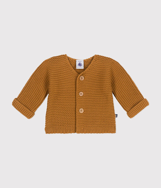 Baby-Cardigan kraus rechts gestrickt braun CUIVRE