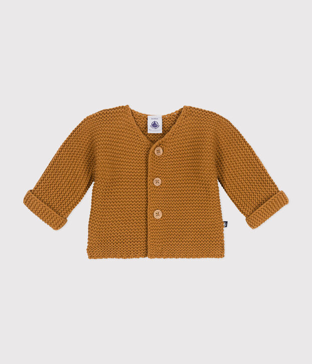 Baby-Cardigan kraus rechts gestrickt braun