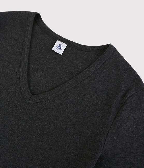 Damen-T-Shirt aus Baumwolle mit V-Ausschnitt grau CITY CHINE