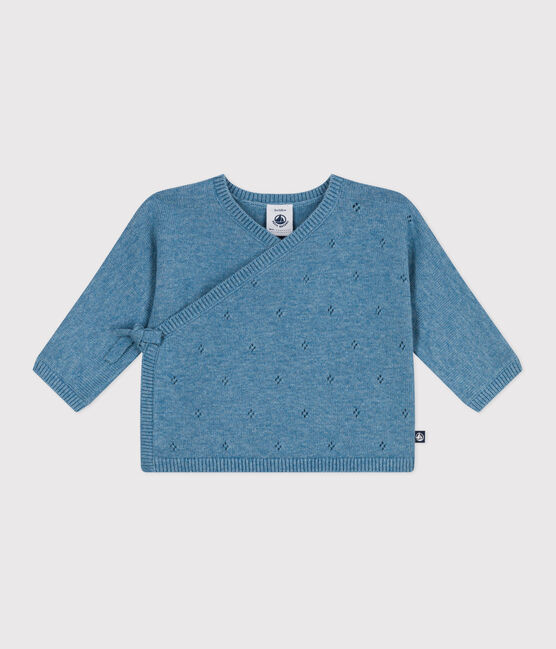 Baby-Wickeljacke aus Woll- und Baumwollstrick mit Lochmuster ADRIATIC