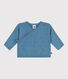 Baby-Wickeljacke aus Woll- und Baumwollstrick mit Lochmuster