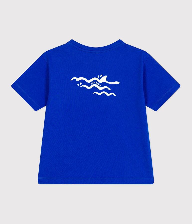 Kurz&auml;rmeliges Kinder-T-Shirt aus bedruckter Baumwolle blau