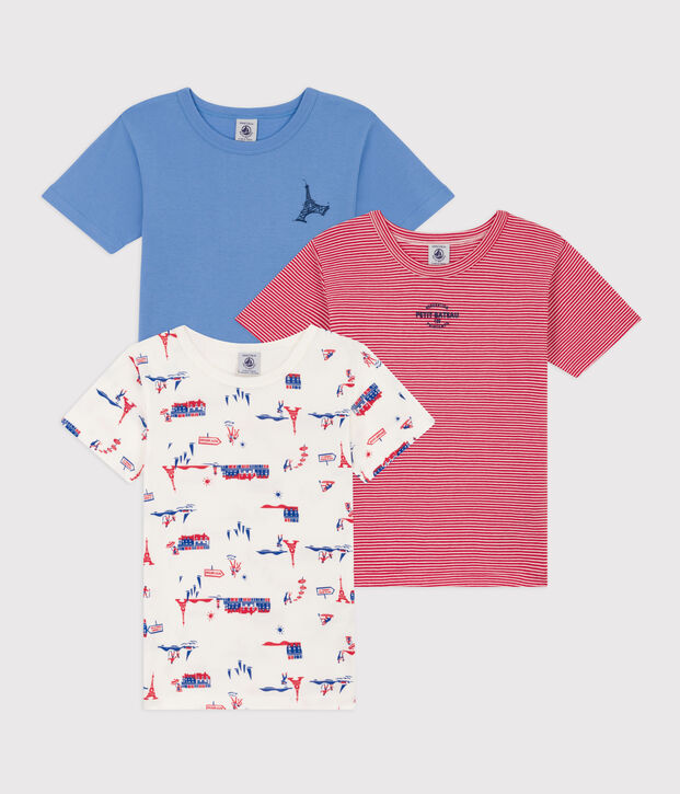 3er-Set kurz&auml;rmelige Baumwoll-T-Shirts Paris f&uuml;r Jungen vielfarbig