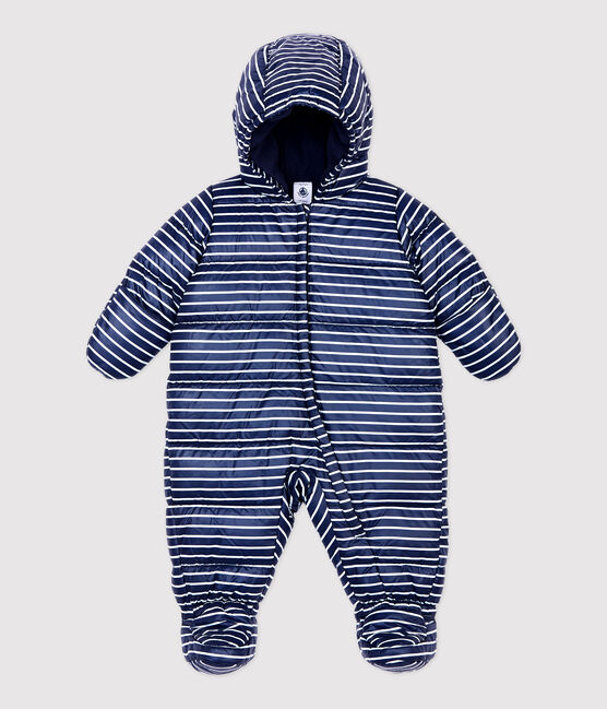 Baby-Fliegeroverall mit Streifenmuster blau SMOKING/weiss MARSHMALLOW