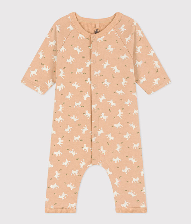 Baby-Langoverall aus Molton beige/vielfarbig