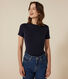Kurzärmeliges Damen-T-Shirt L'ICONIQUE aus einfarbigem Rippstrick