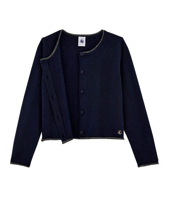Strick-Cardigan für Mädchen blau SMOKING