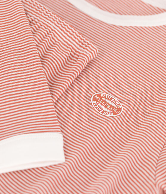 Kinderpyjama aus Baumwolle mit Ringelstreifen rosa BRANDY/weiss MARSHMALLOW