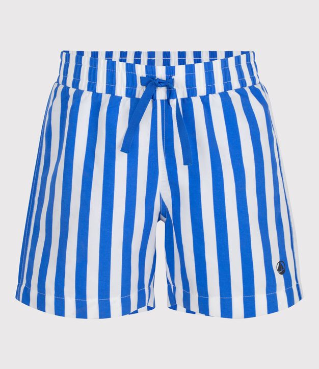 Kinder-Badeshorts mit Streifen blau/weiss