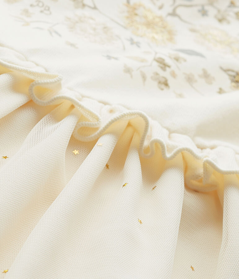 Glitzerndes M&auml;dchen-Kleid im Materialmix weiss