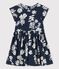 Kurzärmeliges Kinderkleid aus Popeline für Mädchen blau MEDIEVAL/weiss MARSHMALLOW