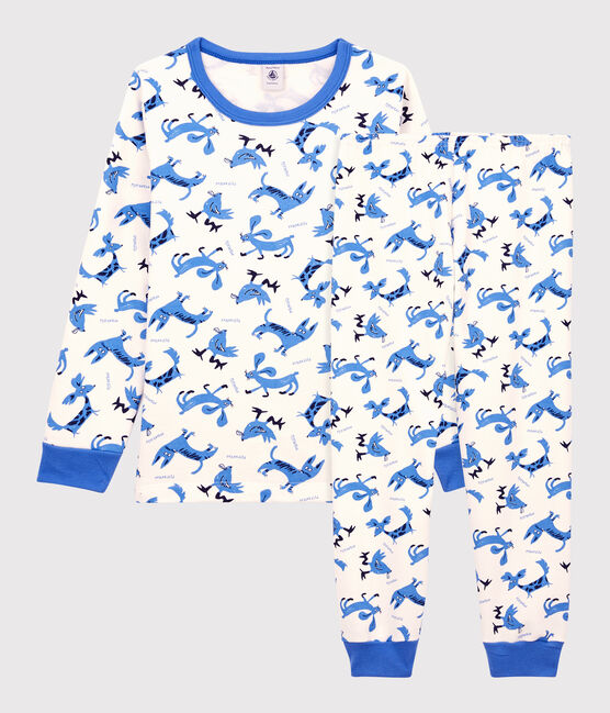 Kinderpyjama aus Baumwolle mit Tiermotiv für Jungen weiss MARSHMALLOW/weiss MULTICO