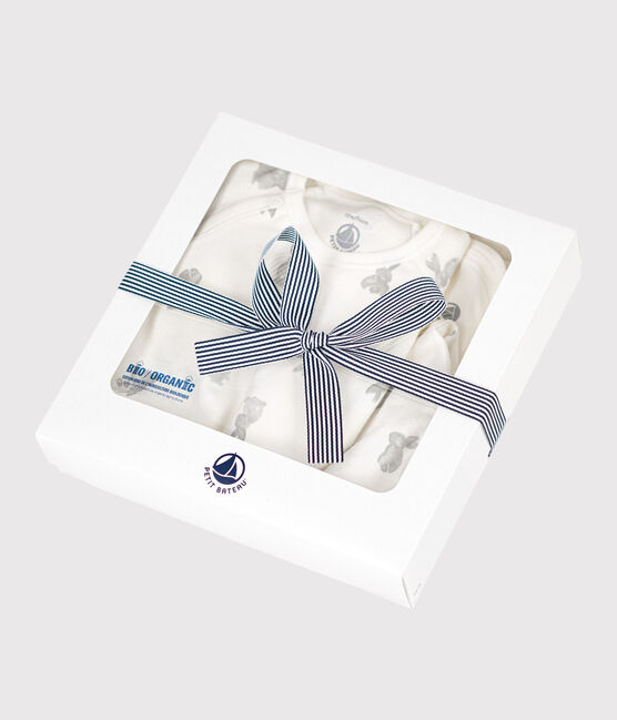 3-teiliges Baby-Set aus Baumwolle weiss MARSHMALLOW/grau GRIS