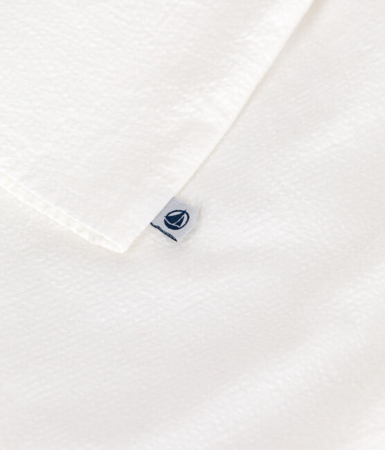 Kurzärmelige Baby-Bluse aus gestreiftem Seersucker weiss ECUME