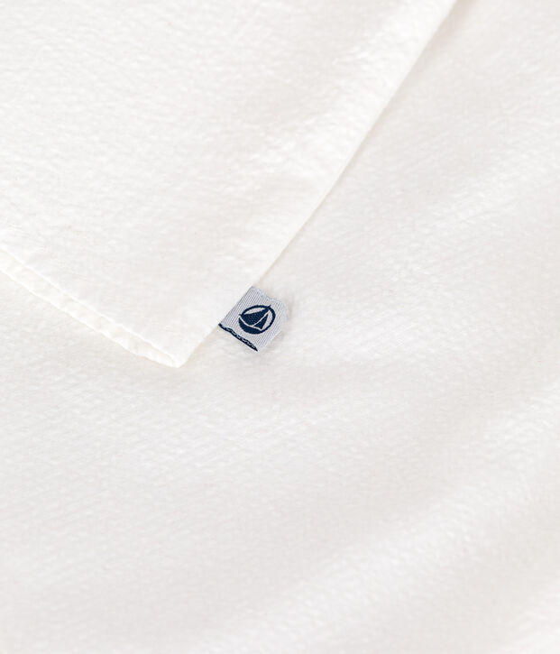 Kurz&auml;rmelige Baby-Bluse aus gestreiftem Seersucker weiss