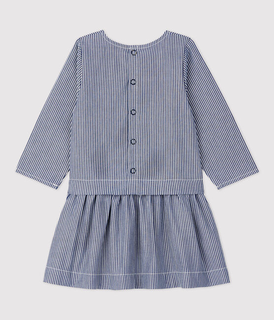 Baby-Kleid aus Leinen blau SMOKING/weiss MARSHMALLOW