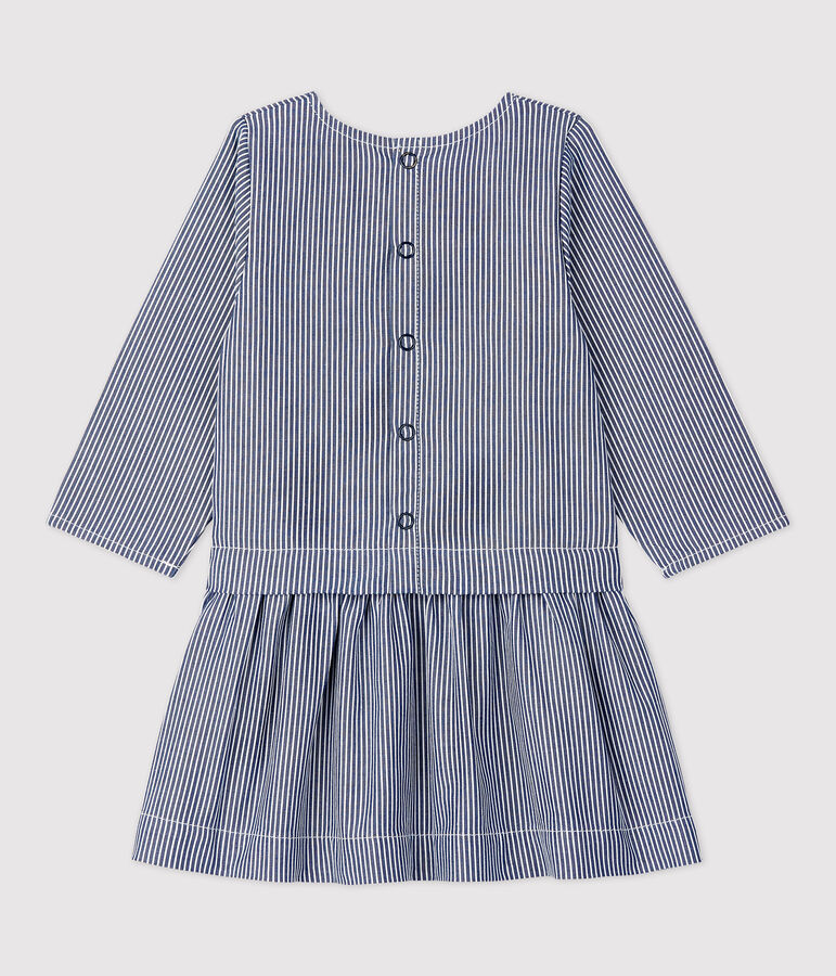 Baby-Kleid aus Leinen blau/weiss